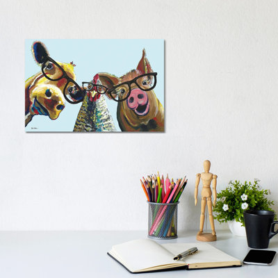 Triple The Fun, Farmhouse Animals Trio - Gallery-Wrapped Canvas Giclée