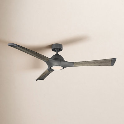 Woody 3 - Blade Outdoor/Indoor Smart Propeller Ceiling Fan with LED Light Kit and Remote Control Included, Works With Alexa and iOS or Android App