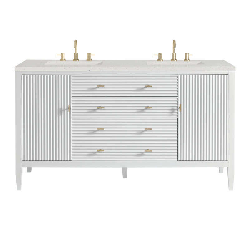 Myrrin 60'' W Double Vanity, Lime Delight Silestone, Bright White, 8" Widespread