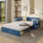 Full Size Daybed With Removable Desk, Storage Drawers & Hydraulic Side Table, Blue-927296143-927296136