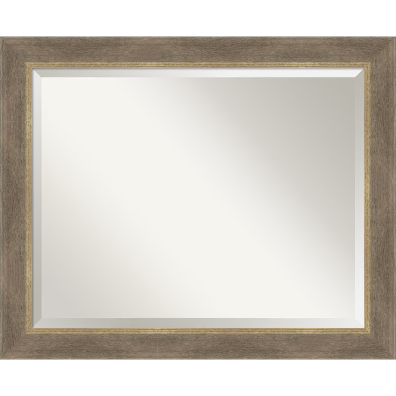 Driftwood Tan Beveled Wood Framed Wall Mirror, 26.75" H x 32.75" W