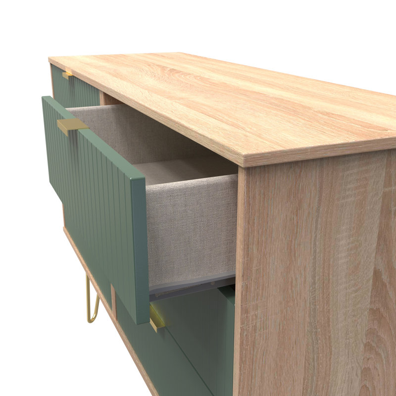 Beranda 6 Drawer Wide Chest (Ready Assembled), Labrador Green/Bardolino Oak