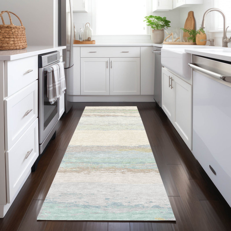 Machine Washable Indoor/Outdoor Christain ACN1283 Ivory Rug, Runner 2'3" x 7'6"