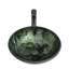 Lavabo de salle de bain vasque en verre trempé artistique avec robinet noir et bonde escamotable, texture marbre vert élégant | Idée de cadeau-122712249