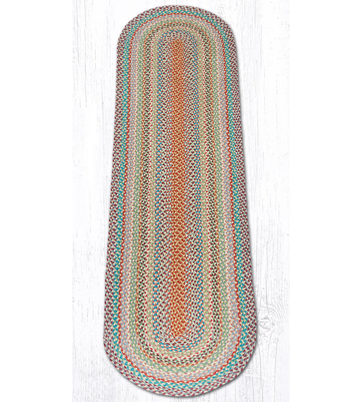 Tapis décoratif ovale en jute tressé à la main de style rustique, 2 pi x 8 pi