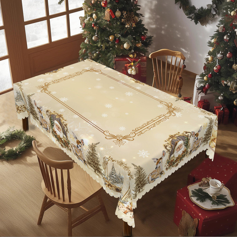 Nappe lavable en polyester de Noël, L 70,8 po x l 55,12 po