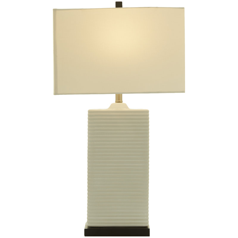 Ceramic Fluted Base White Table Lamp with Drum Shade