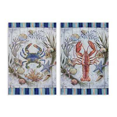 Ensemble d'art mural sur toile 2 pièces "Coastal Sea Life" par Geoff Allen