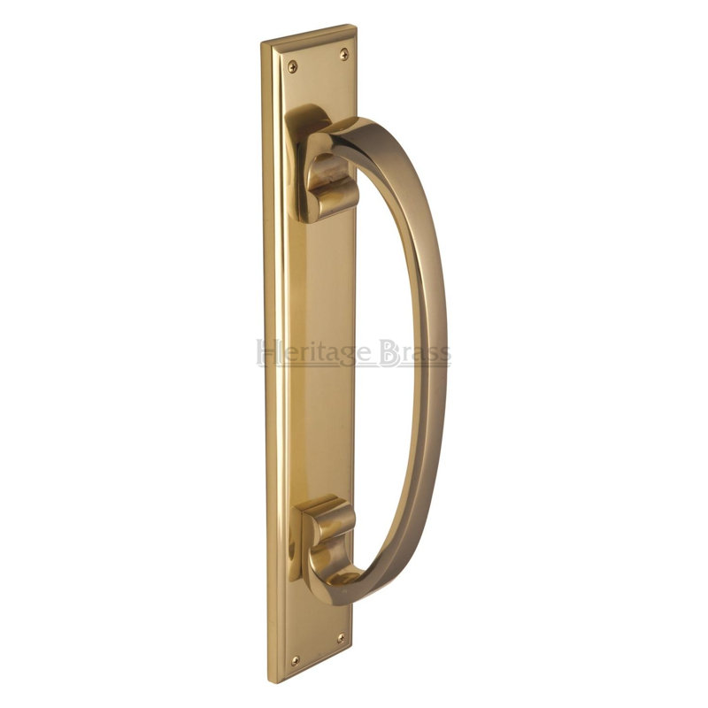 Heritage Brass Heritage Door Pull Handle on Plate, Polished Brass