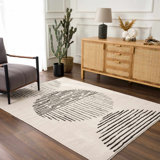 Tapis beige en polyester tissé à la machine Jaileah