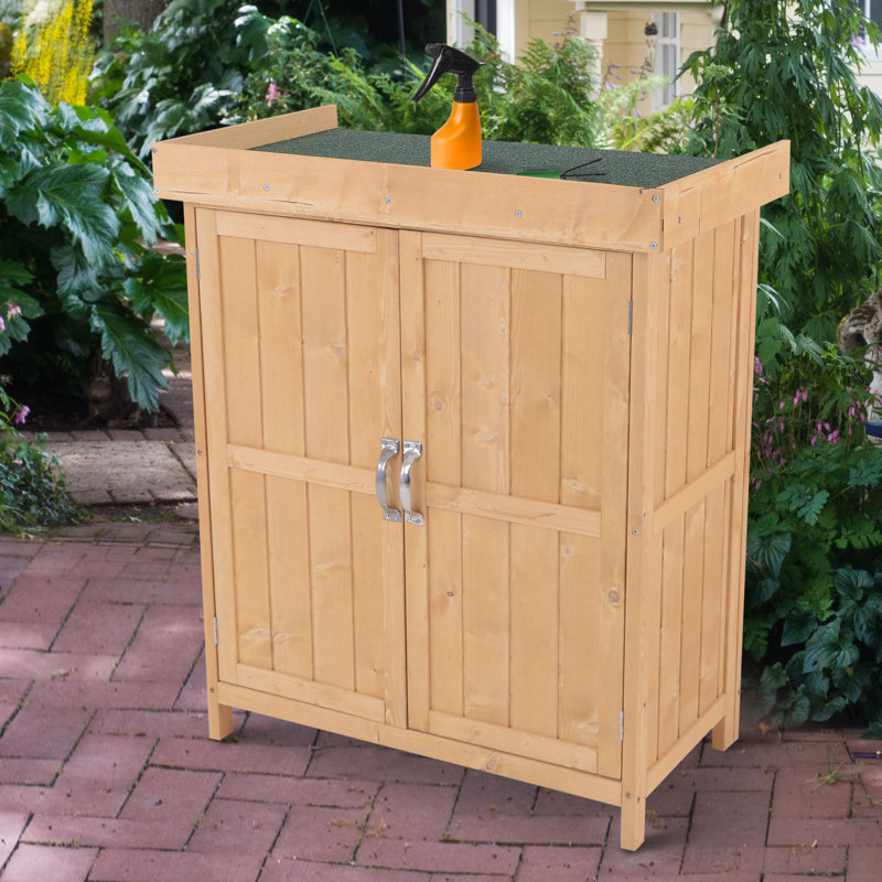 Elara Rustic Wooden Garden Shed With Hinged Roof And Double Doors