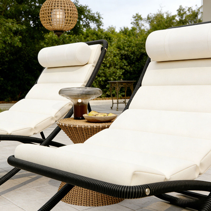 2-Pieces Outdoor Folding Chair, Black