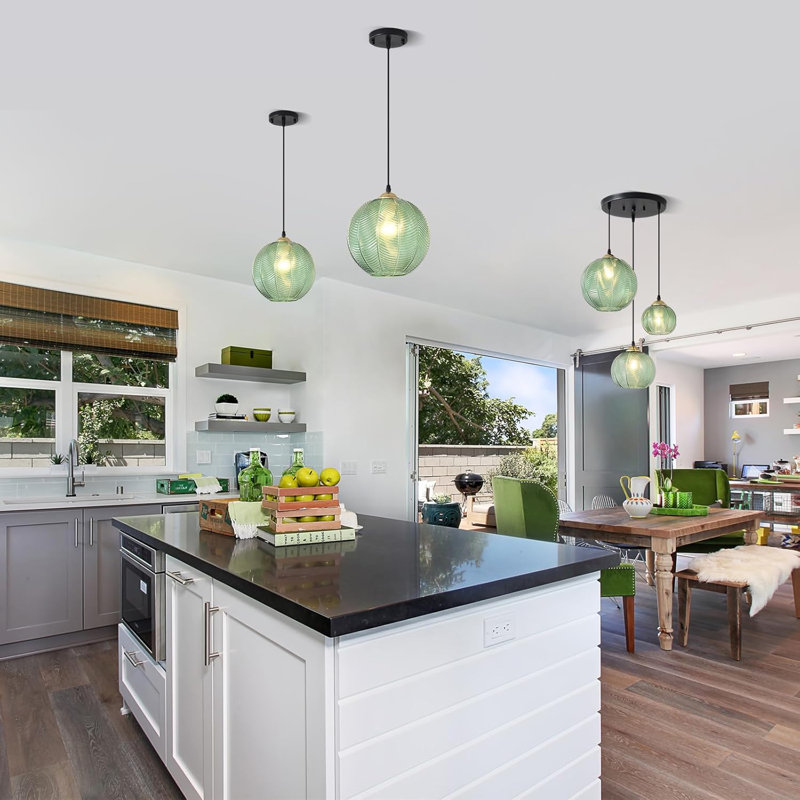 Luminaire suspendu en verre 3 lumières pour îlot de cuisine