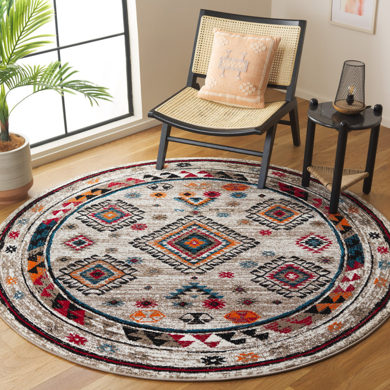 Tapis en polypropylène Loftus Southwestern, Rond 6 pi 7 po