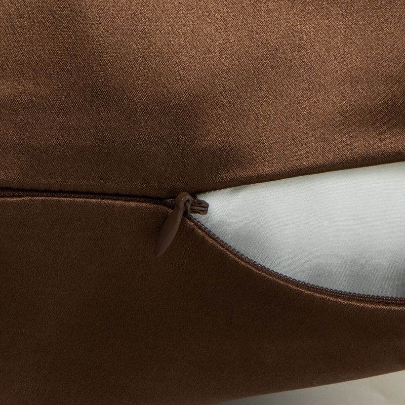 Zippered Natural Silk Pillowcase, King Pillowcase, Brown