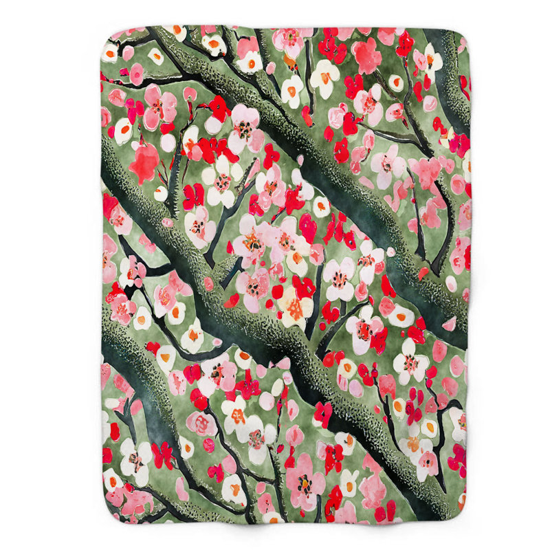 Jeté Springtime Sprout Oasis - 1 pièce Premium Sherpa B, L 60 po x L 80 po