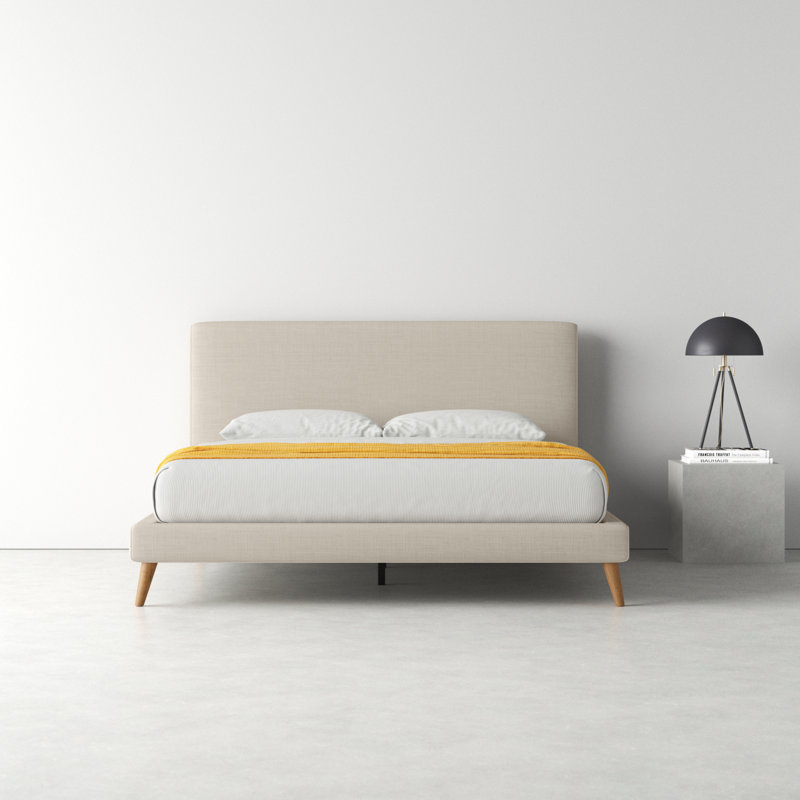 Williams Upholstered Bed, King, Beige Linen