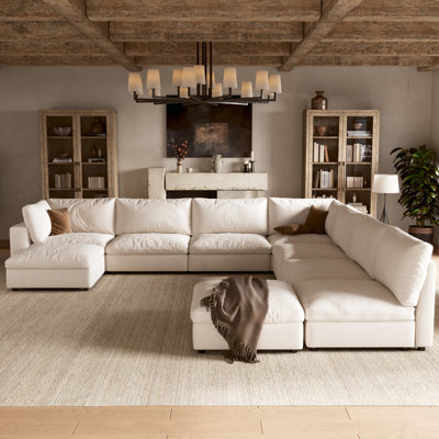 9 Piece 142" Upholstered Modular Sectional Sofa with Storage
