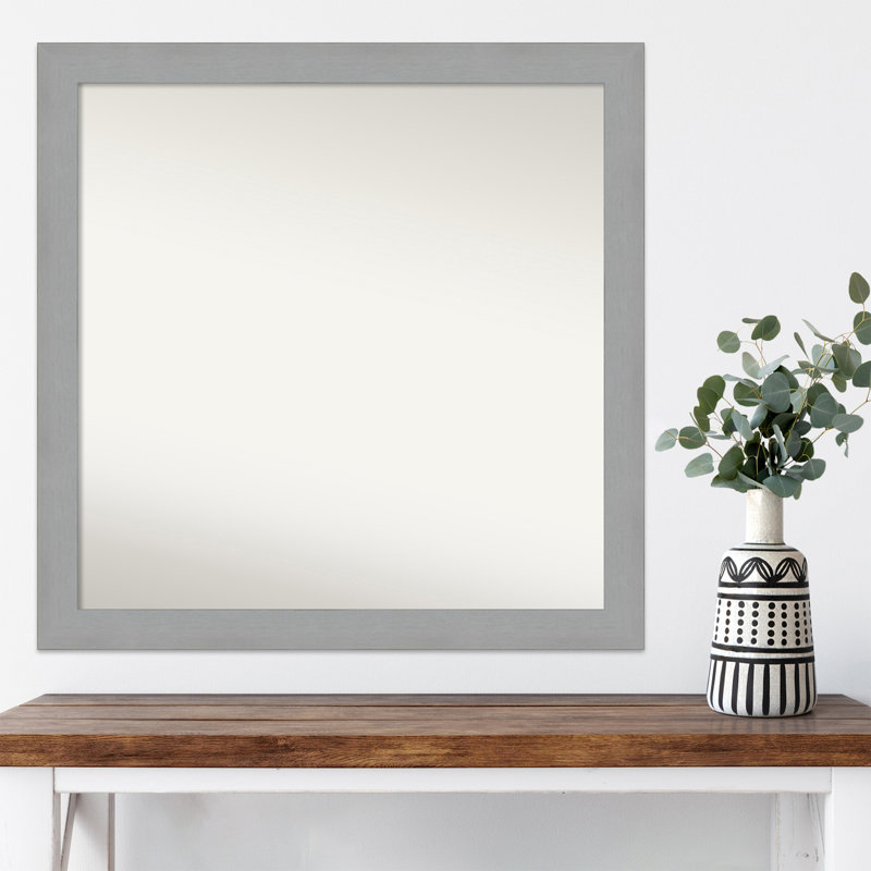 Miroir d'appoint mural en plastique brossé, 29,5 po x 29,5 po