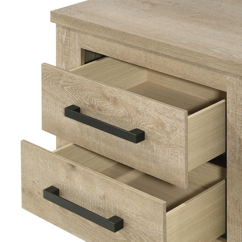 2-Drawer Nightstand Bedside Table Weathered Oak