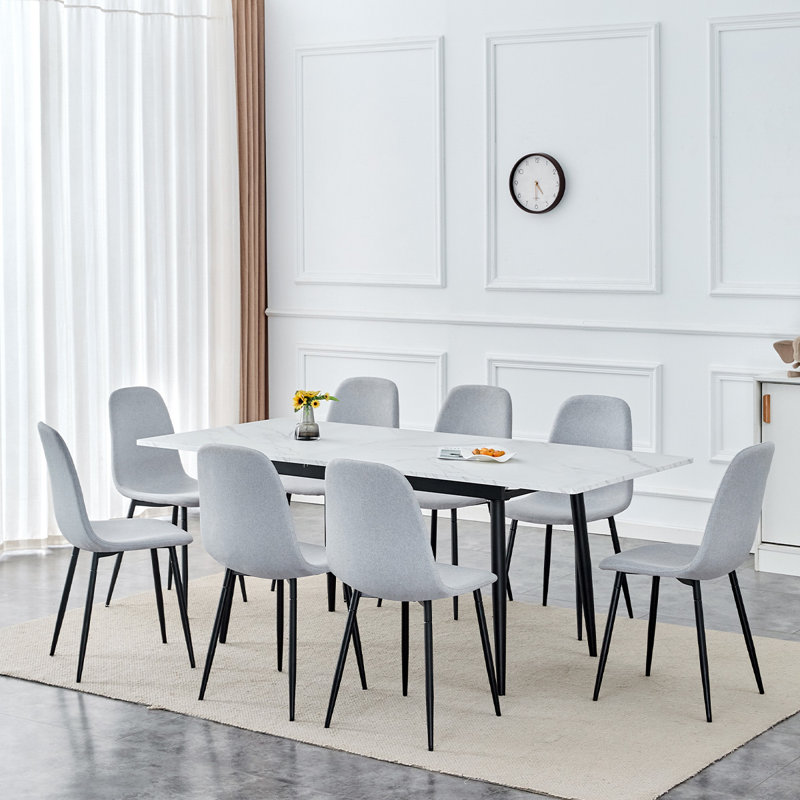 Ensemble de table de cuisine moderne de 59 à 75 po avec structure en métal robuste, parfait pour la cuisine à domicile, peu encombrant
