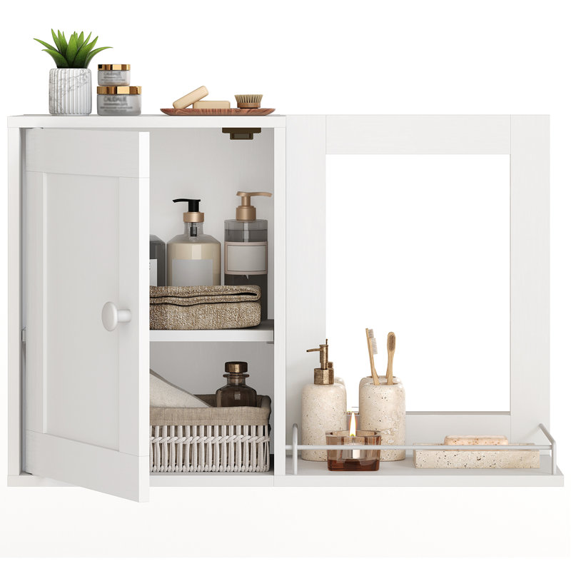Armoire de rangement murale à miroir