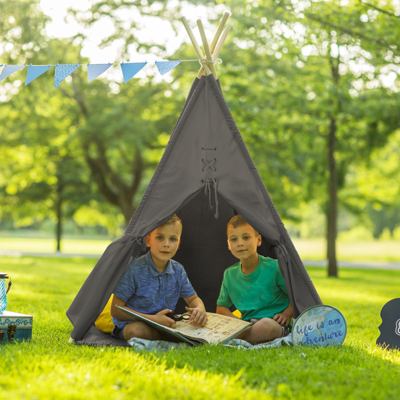 Alba Sunny 120cm W x 120cm D Indoor Cotton,Spruce Wood Triangular Play Tent