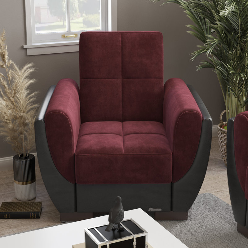 Armada Fabric Upholstered 31" Armchair Sleeper with Storage – Firm Support Seating for Small Spaces, 35" H x 36" W x 27" D