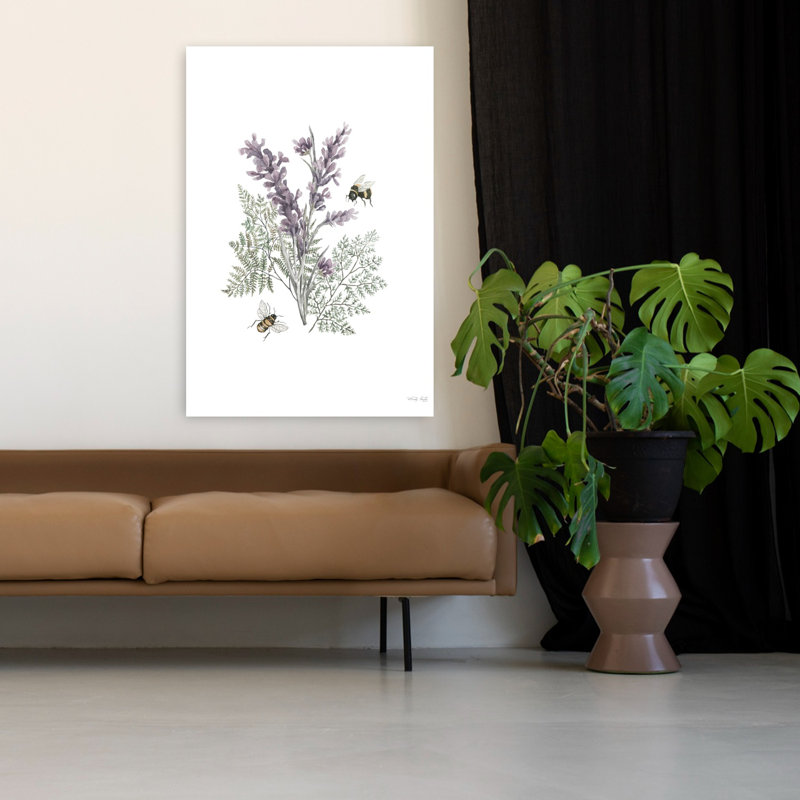 Lavande botanique, abeille, art lavande contemporain, H 48 po x l 32 po