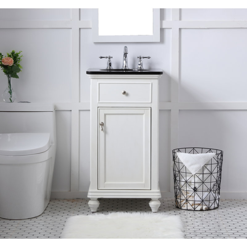 Otto 19'' Single Bathroom Vanity with Top, Antique White, Black