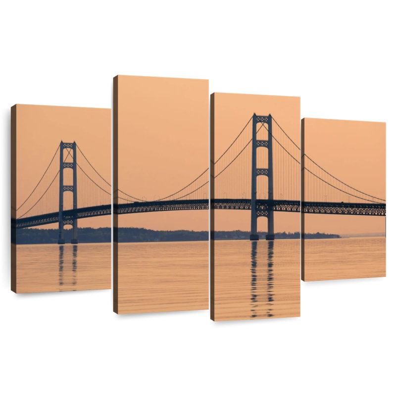 Lilie Mackinac Bridge au coucher du soleil, H 48 po x l 75 po