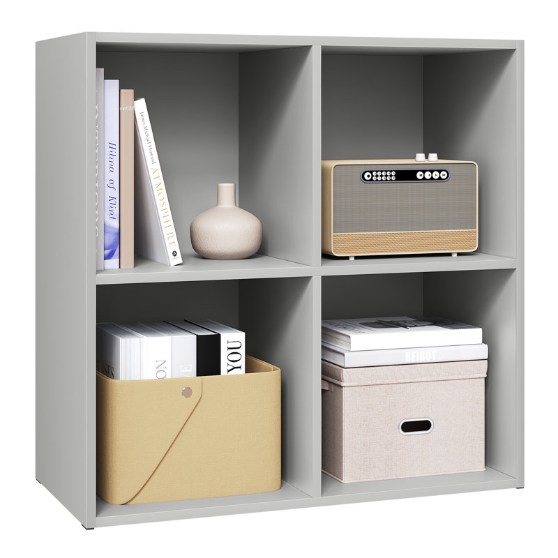 Cube Bookcase, Grey, (2 Shelves) 59.8cm H  x 59.6cm W  x 29cm D