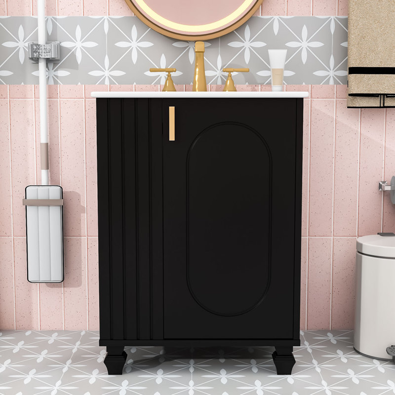 Ensemble de meuble-lavabo élégant avec lavabo durable, portes à fermeture douce, Noir