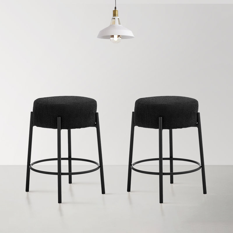 Upholstered Counter Stool, Black, Black