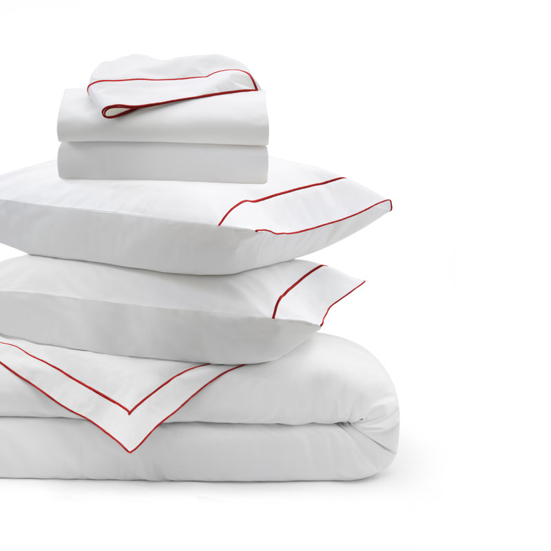 Salerno  Flat Sheet, Queen Flat Sheet, White/Red