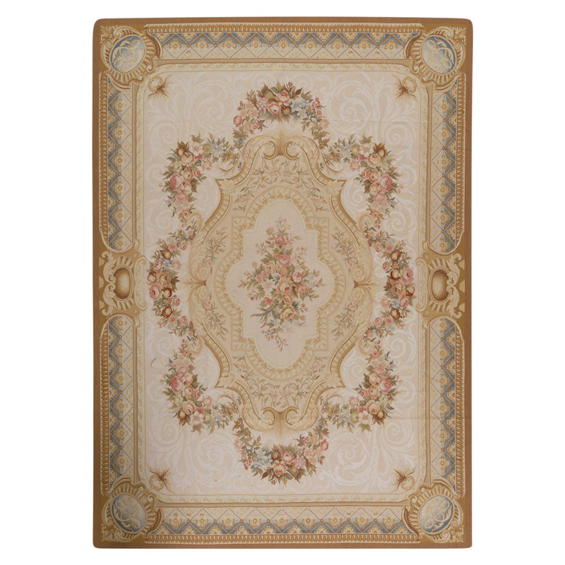 Hand Knotted Wool Area Rug in Ivory