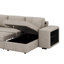 Ensemble de canapé-lit modulaire convertible de 104,5 po avec lit escamotable, méridienne de rangement, 2 tabourets et 3 sièges en L réversible-115733517