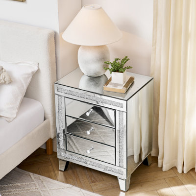 21.5 Inch X 15.8 26.8 Silver Mirror 3 Cabinet - Elegant & Practical For Bedroom, Living Room Use 21.5X15.8X26.8 Stylish Room, Office