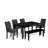 6 Piece Dinner Table Set contain A Kitchen Table and a Dining Bench 4 Dark Gray Polyester Fabric Person Chairs with Stylish Back- Black Finish-829853542-864873368-864873371
