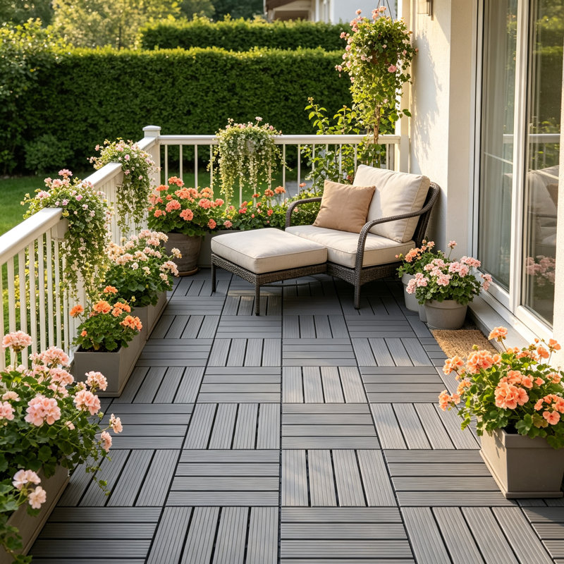 Paquet de 44 tuiles de terrasse en plastique 12 po x 12 po pour terrasse, balcon, cour et garage