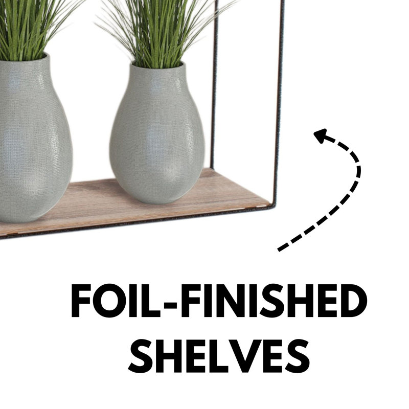 Clarisa Wall Shelf, Rectangular Wire Design
