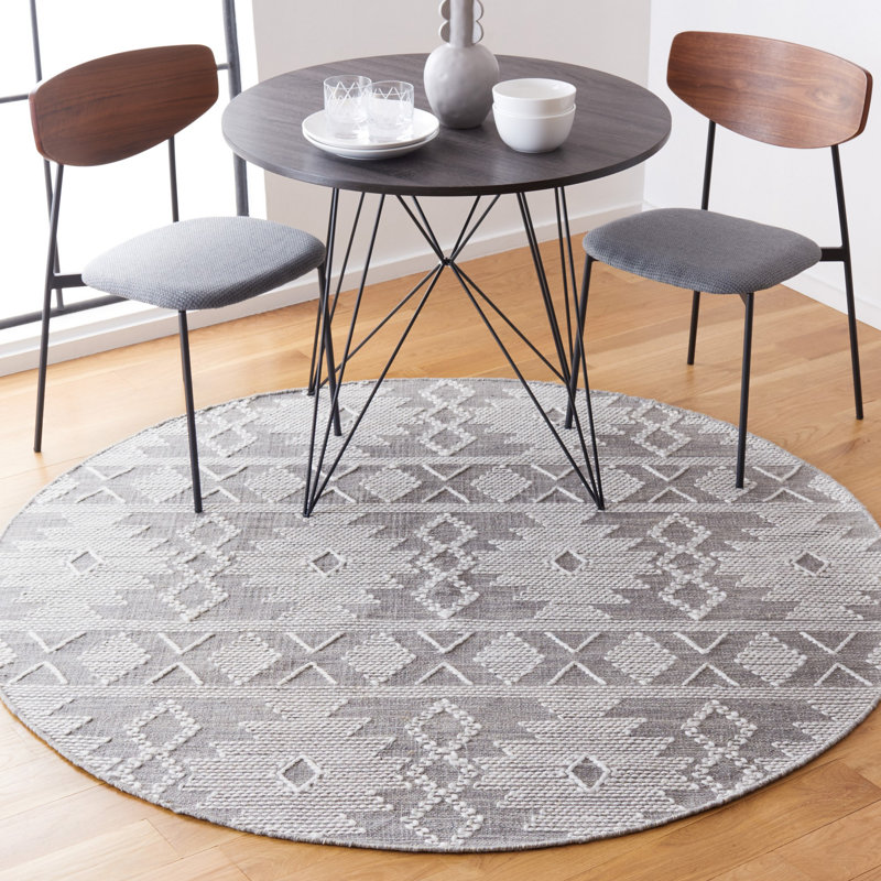 Kilim Flat Weave Performance Geometric Rug, Round 6'