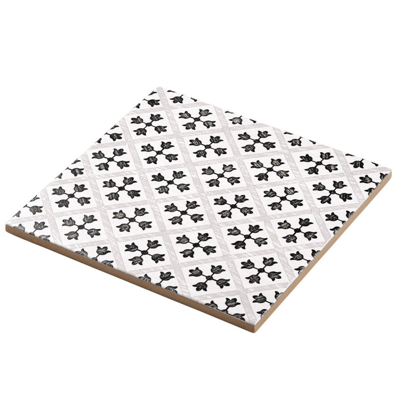 Republique 7.5-in. Encaustic /Patterned Square Matte/Satin Porcelain Floor & Wall Tile, Noblis