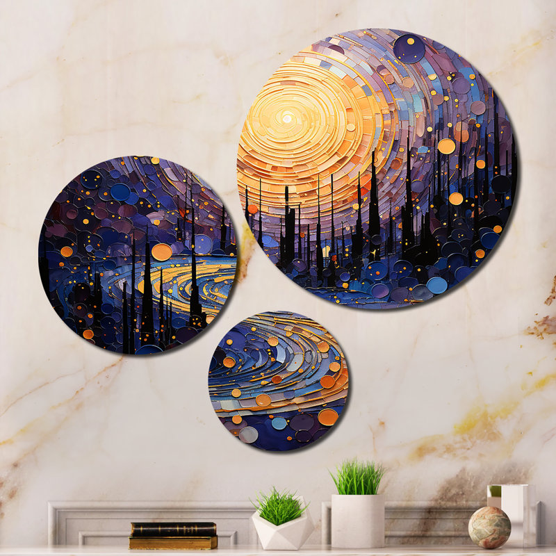 Mystic Mosaic II - Abstract Collages Metal Wall Art Prints Set