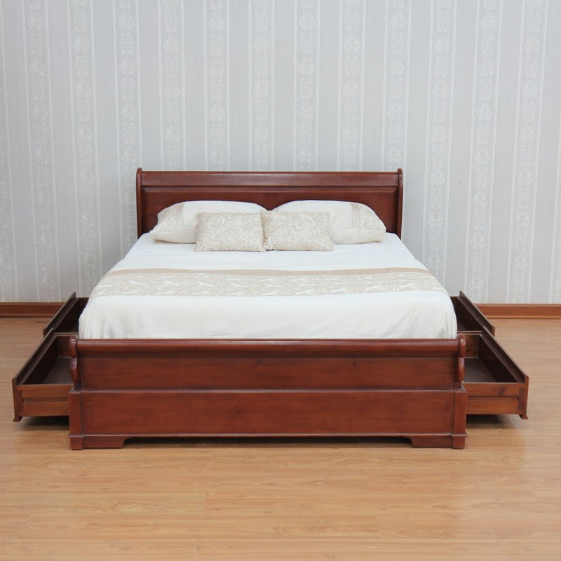 Heise Solid Wood Storage Bed, Double (4'6)