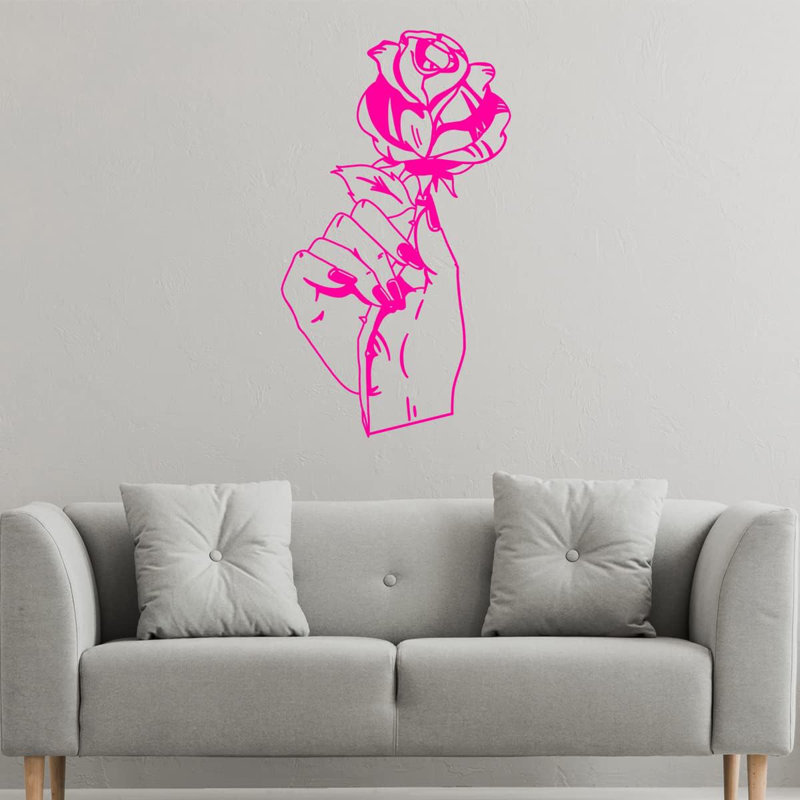 Autocollant mural Winston Porter, Rose vif, H 31 po x l 18 po
