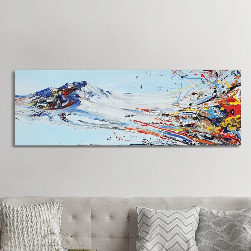 Love Mountain by Piero Manrique - Panoramic Painting on Canvas, 30.48 cm H x 91.44 cm W x 3.175 cm D, Wrapped Canvas