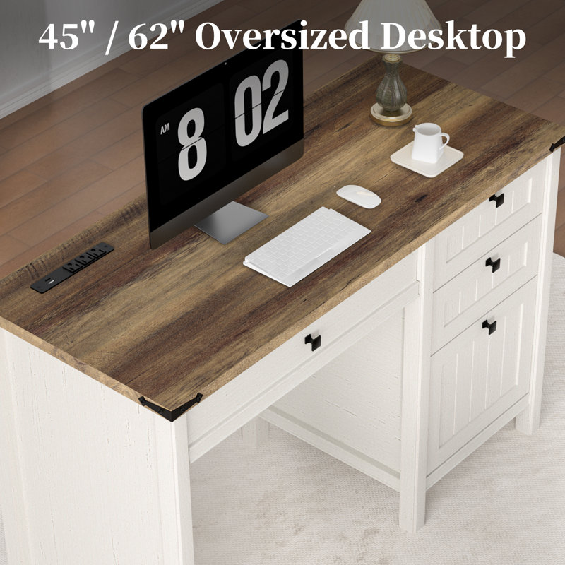 Bureau de direction 45 po Modern Farmhouse, Gris antique / blanc