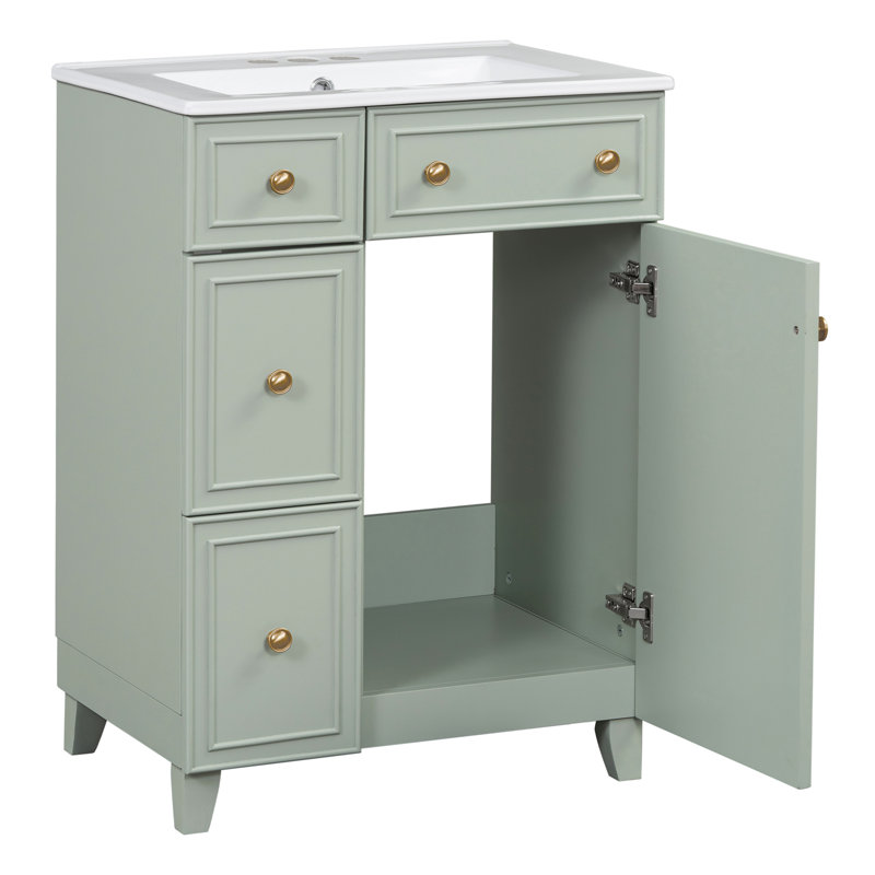 Meuble-lavabo autoportant 24 po 24 po, Vert, Argent argent