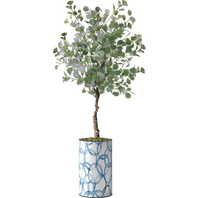 Arbre artificiel dans un pot de fleurs moderne, faux arbre en soie d'eucalyptus (décoration en pot et arbre)